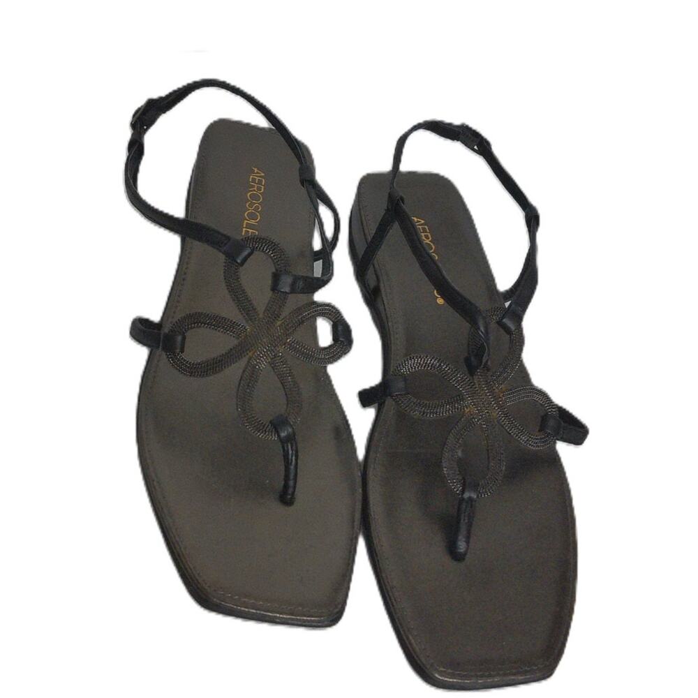Aerosoles Soul Mate Metallic Wedge Sling Back Sandal Size 8.5